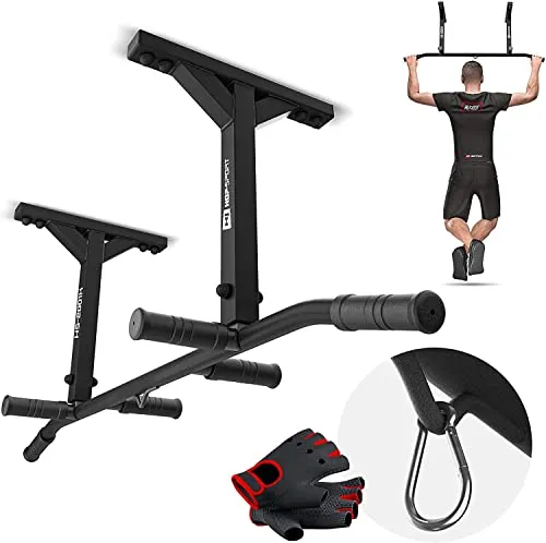 Hop-Sport HS-2001K Multigriff Klimmzugstange - Klimmzugstange zur Deckenmontage mit 6 rutschfesten Griffen, ideal für effektives Training zu Hause und hohe Belastbarkeit bis 210 kg.