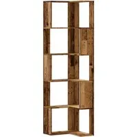 vidaXL Eckregal 5 Böden - Bücherregal aus Holzwerkstoff in Altholz-Optik, ideal für kleine Räume. Bietet viel Stauraum und nutzt Ecken effizient aus.