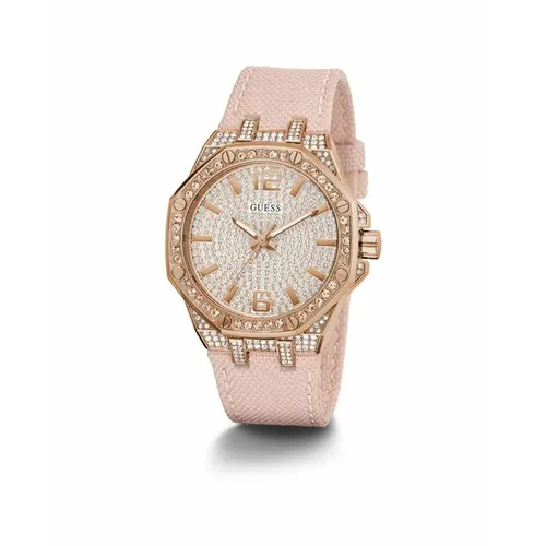 Damenuhr Guess GW0408L3 (Ø 39 mm) - Elegante Damenuhr aus Edelstahl mit rosa Lederarmband, Quarzwerk und 5 atm wasserdicht – perfekt für Modebewusste!