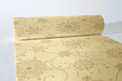 Mank Airlaid Tischläufer 40 cm x 24 m Tischdecken-Rolle stoffähnlich praktische Einmal-Tischdecke für Weihnachten 1 Stück Cristal (Creme)