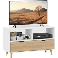 HOMCOM TV Schrank Lowboard Weiß 99L x 39B x 58,3H cm von HOMCOM