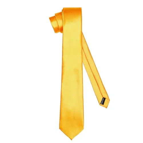 Ladeheid Klassische Herren Krawatte, glänzend, Perfekt für Büro & Festlichkeiten, Vielfältige Farben - Ideal für Geschäftsmeetings, Hochzeiten TMS-7 (150cm x 7cm, Honig)