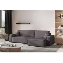 Kaiser Möbel Ecksofa mit schlaffunktion und bettkasten BEST XL, stoff Poso Dicker Cord, Dunkelgrau, Rechts - Dunkelgrau