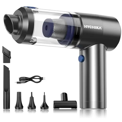 HYCHIKA Handstaubsauger Kabellos - 19 kPa Mini Staubsauger 2600mAh Akku Luftstrom Autostaubsauger, Bürstenloser Motor, EIN-Knopf-Staubentleerung, Waschbarer Filter für Auto, Sofa, Tierhaare, Tastatur