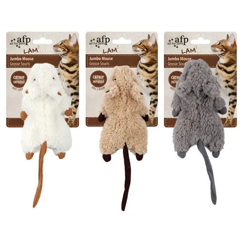 AFP Katzenspielzeug Lambswool Jumbo mit Catnip für Katzen, knisternd, falbig