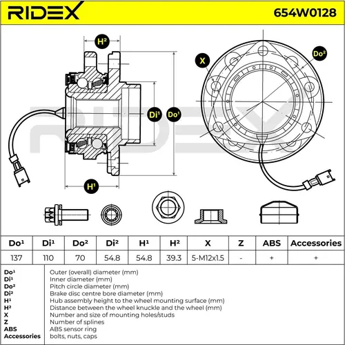 RIDEX Radlagersatz Vorne für OPEL Vectra C Caravan (Z02) 654W0128