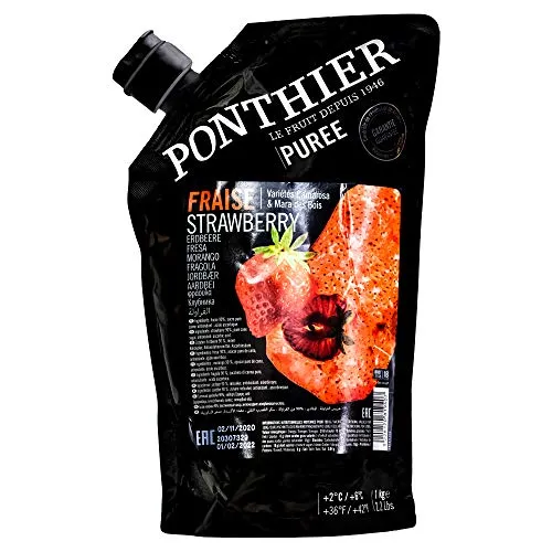 Food-United Erdbeeren Püree - Camarossa & Mara des Bois 2x 1KG - Haltbare Smoothies, aus erlesenen Erdbeeren mit samtiger Textur, ideal für Smoothie-Bowls, Sorbets und Desserts – voller Vitamine und ohne Verlust von Inhaltsstoffen.