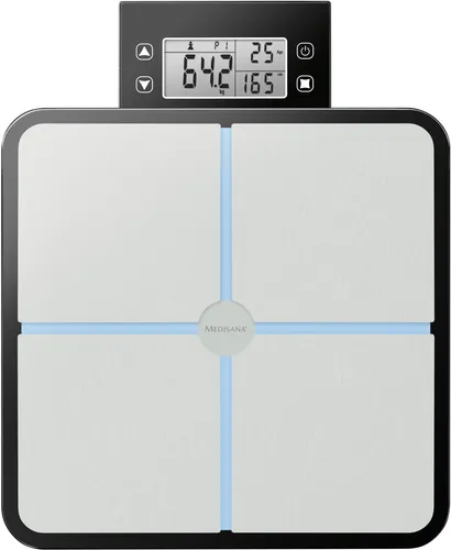 medisana BS 460 digitale Körperanalysewaage - Personenwaage bis 180 kg mit Körperfettmessung, BMI-Berechnung und abnehmbarem Display für flexible Nutzung. Ideal für präzise Gesundheitsanalysen.