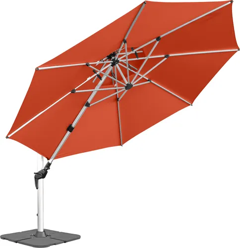 anndora 4m Ampelschirm rund terrakotta mit Kurbelmechanik - Eleganter 4 m Ampelschirm aus Aluminium für großen Schatten im Garten oder auf der Terrasse. Mit praktischer Kurbelöffnung und doppeltem Winddach für optimale Luftzirkulation. Hochwertiger Bezug für langanhaltende Nutzung.