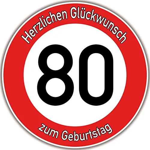 Tortenaufleger Fototorte Warnschild 80. Geburtstag rund 20 cm - Sonstige - Hochwertiger, gluten- und laktosefreier Tortenaufleger für den 80. Geburtstag, einfach anzuwenden und in brillanter Farbqualität.