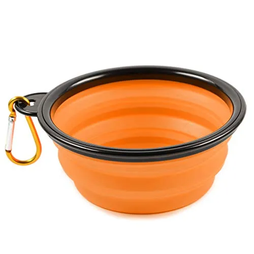 PhoneNatic Faltbarer Silikon-Hundenapf in orange, Reisenapf für Hunde und Katzen mit Karabiner -, S, orange, 350 ml, 60014333