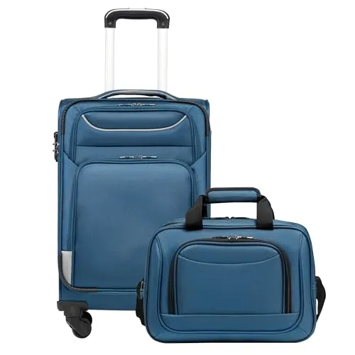 COOLIFE Handgepäck Koffer Weichgepäck Trolley58cm und 1 Große Umhängetasche
