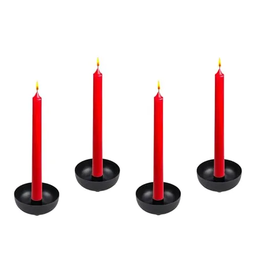 Spetebo Metall Kerzenschale schwarz 4er Set - Ø 9 cm - Schale mit Halter für Stabkerze - Advent Weihnachten Kerzenleuchter Kerzenständer Kerzenhalter Kammerleuchter