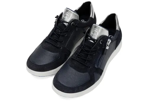 ara Damen Roma Sneaker - BLAU, Silber, 41.5 EU Weit - Damen-Sneaker mit Wechselfußbett und High Soft Bamboo für optimalen Komfort und Unterstützung den ganzen Tag.