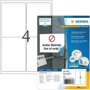 Herma Movables 10313 Etiketten weiß 99.1 x 139mm - 400 Stück - Diverse H - Selbstklebende Etiketten, rückstandslos abziehbar und repositionierbar, ideal für Pakete. Aus umweltfreundlichem Material und Made in Germany.