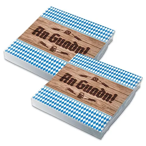 itenga Servietten bayrisch blau weiß Schee dass'd do bist/An Guadn 30 x 30cm 3-lagig 40 Stück für Oktoberfest Grillfeste und andere Feiern