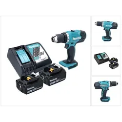 Makita DDF 453 RT Akku Bohrschrauber 18 V - Akkuschrauber mit 42 Nm Drehmoment, 2x 5,0 Ah Akkus und Ladegerät. Ideal für präzises Bohren und Schrauben in Holz, Metall und mehr.
