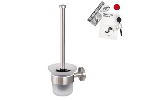 bremermann WC-Reinigungsbürste Bad-Serie PIAZZA - inkl. Klebeset - Toilettenbürsten mit elegantem Design aus Glas und Edelstahl, ideal für ein modernes Badezimmer und einfache Montage.