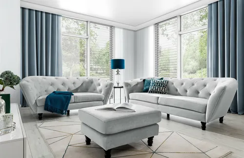 Sofaset Designersofas CHARLOTTE 3-2-1 in grau von Fun Möbel