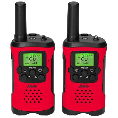Alecto FR115RD Set von 2 Walkie Talkies - Funkgeräte mit 8 Kanälen und einer Reichweite von bis zu 7 km, ideal für Outdoor-Abenteuer und die Kommunikation in der Natur.