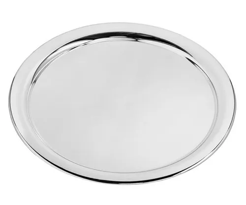 EDZARD Serviertablett Porto, rund, edel versilbert - Elegantes Serviertablett mit 32 cm Durchmesser, perfekt für Getränke und Snacks. Ideal auch als Dekorationselement für jeden Raum.