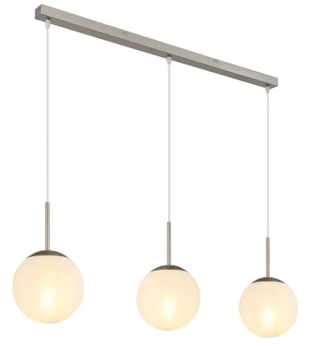 Esszimmerleuchte KOP Pendelleuchte 3-Flammig mit Glaskugeln E27 - Moderne 3-flammige Pendelleuchte mit opalen Glaskugeln in alabaster Optik. Ideal für eine stilvolle Akzentuierung und behagliche Atmosphäre in Ihrem Esszimmer.