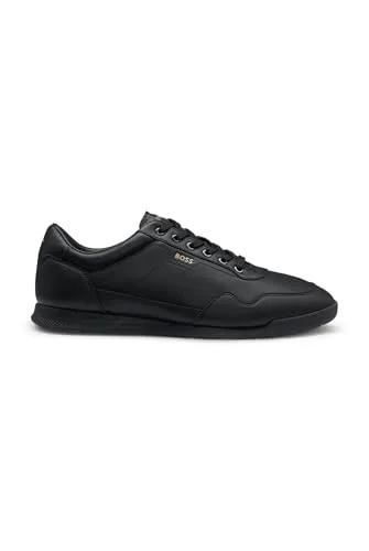BOSS Nitan Sneaker - Casual-Schnürschuh mit Logo in Schwarz (46 EU) - Modellbausätze - Hochwertiger Halbschuh aus Leder, ideal für Freizeitlooks, mit bequemem Keilabsatz und leicht profiliertem Gummiprofil.