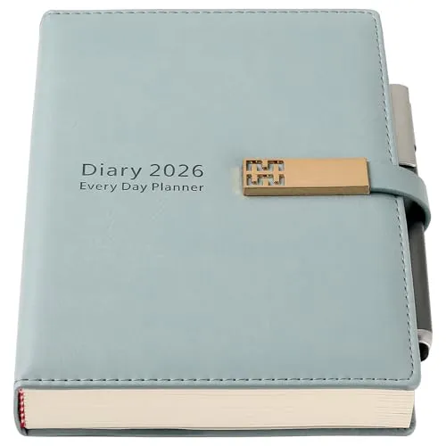 Akademischer Tages- und Monatskalender 2026 Dairy, A5, Seite pro Tag von Januar 2026 bis Dezember 2026, Organizer, Tages- und Monatsplaner mit bunten monatlichen Registern, Stift, Stiftschlaufe und