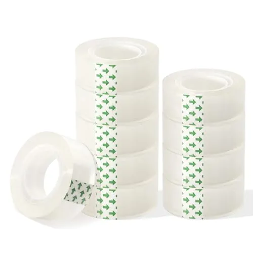 WELSTIK film transparent - Transparentes Klebeband mit starker Haftung - alterungsbeständig und reißfest,für Zuhause, Schule und Geschenkpapier,- 25 m x 15 mm - 10er Pack