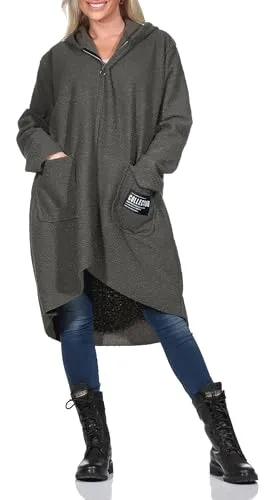 simaranda Kapuzennickijacke Damen 29503 in Olive - Sportliche Funktionsjacke mit kuscheliger Kapuze und figurumspielendem Schnitt, ideal für aktive Frauen in Größe 38-44.