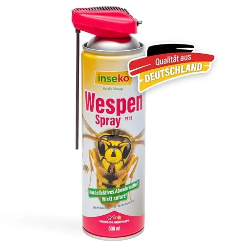 inseko Wespenspray 500ml - Effektive Wespenabwehr mit Sprührohr - Hocheffektives Wespenspray mit Sofortwirkung zur zuverlässigen Vertreibung von Wespen. Ideal für Haus und Garten, mit präzisem Sprührohr für schwer erreichbare Stellen. Made in Germany für geprüfte Qualität.