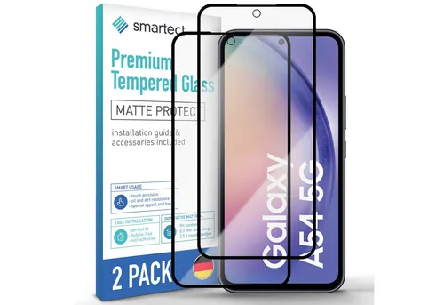 smartect Displayschutzglas Schutzglas Panzerfolie Full Screen Matt für Galaxy A54 5G, Set, 2 Stück, Schutzfolie Glasschutz Bildschirm