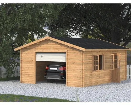 Einzelgarage Palmako Roger 23,9 m² mit Sektionaltor - Robuste Holzgarage mit Satteldach, ideal für Autos und Stauraum, tauchgrundiert für Langlebigkeit