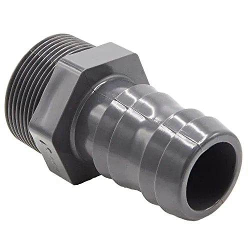 PVC 1/3 Schlauchtülle I 43-40mm Tülle I 1 1/2 Zoll Außengewinde I 10 Bar I Schlauchanschluss mit Rippenstruktur für idealen Halt I PVC Fitting mit Tülle für Pool und Garten I bm027