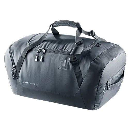 deuter Sporttasche AViANT Duffel 70 black - Reisetasche mit großem Hauptfach und Wertsachentasche, ideal für Reisen und Sport, leichtgewichtig und mit praktischen Trageoptionen ausgestattet.