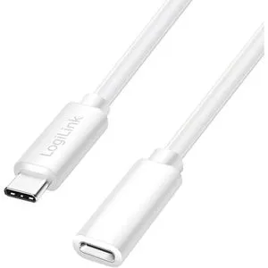 LogiLink USB-Kabel CU0222 USB-C 2.0, 3,0 m, Verlängerungskabel, C Stecker / C Buchse, weiß