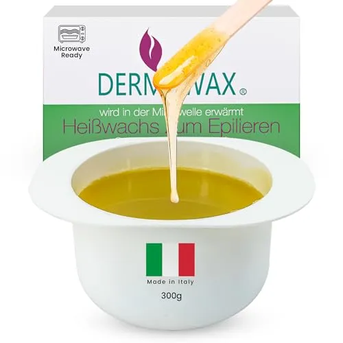 Dermawax 300 g Natural Honig Wachs Heisswachs Mikrowellenwachs zum Epilieren in der Mikrowelle erwärmt Anwendung ohne Wachsstreifen zur Haarentfernung Enthaarung Brazilian Waxing Ganzkörper Waxing