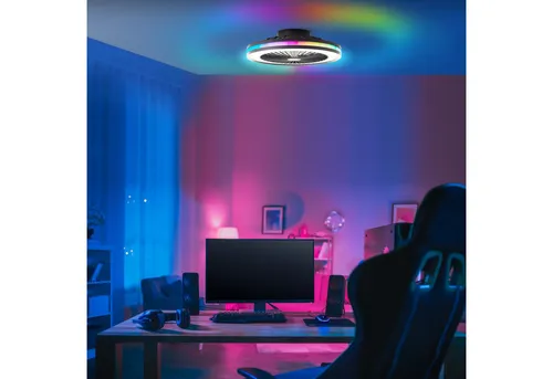 Lightbox Deckenleuchte, Ventilatorfunktion, LED fest integriert, warmweiß - kaltweiß, Deckenlampe, Ventilator, Ø 46,6 cm, Fernbedienung, RGB & CCT