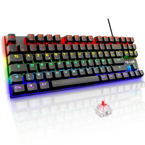 The G-Lab Keyz Mercury TKL - Mechanische Gaming-Tastatur mit LED-Hintergrundbeleuchtung - Tastaturen für Gamer, kompakte TKL-Größe mit 87 Tasten und leisen roten Schaltern für ultimative Spielperformance. Ideal für PC, PS4, PS5 und Xbox.