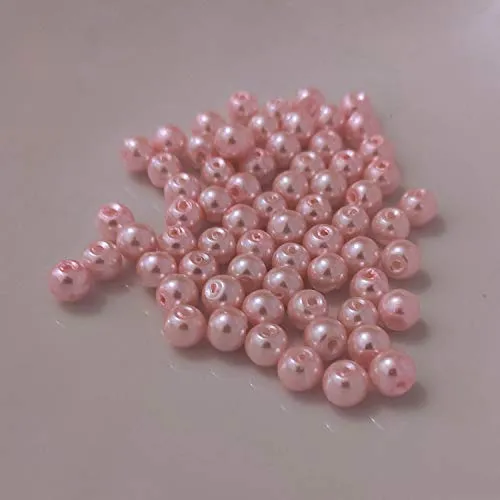 Kopper-24 (4 mm/Rosa hell) Glasperlen - Bastelperlen aus Glas rund - 30 Farben mit Loch Perlen zum Basteln auffädeln Armbänder Traumfänger bunt Set DIY mini kleine große Kinder Bastelperlen Schmuck