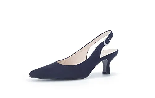 Gabor Slingpumps Damen 31393931333139 Blau 40 1/2 EU - Elegante Gabor Slingpumps in Dunkelblau aus hochwertigem Rauleder. Mit einem bequemen Fußbett und einem praktischen Elastikeinsatz für perfekten Halt. Ideal für stilvolle Anlässe und den täglichen Gebrauch.
