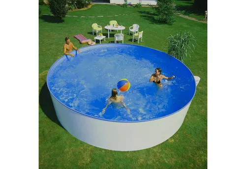 Planet Pool Rundpool Stahlwandpool 360x84 cm - Rundpool aus verzinktem Stahl mit UV-stabilisierter PVC-Folie, ideal für Familien mit Kindern ab 6 Jahren. Genießen Sie erfrischende Sommertage im eigenen Garten!