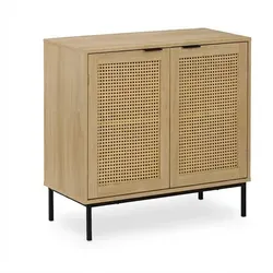 Sideboard Kommode Anrichte mit Rattan-Elementen in schwarz von Relaxdays