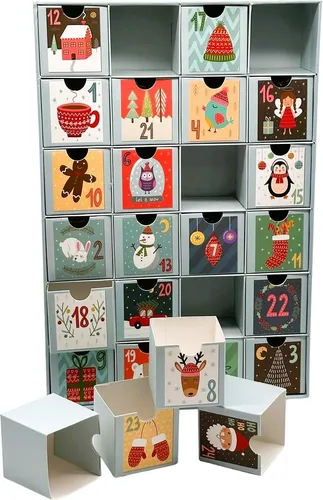 Bambelaa! Adventskalender 24 Fächer zum Befüllen Weihnachtsdeko ca. 38,5 cm