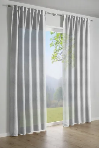 GARDINIA Vorhang mit verdeckten Schlaufen, 140 x 245 cm - Schiebevorhang in Grau, lichtdurchlässig und blickdicht, mit eingenähtem Gardinenband für perfekten Faltenwurf, ideal für große Fenster und gemütliches Ambiente.