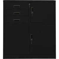 vidaXL Büroschrank Schwarz 90x40x102 cm aus Stahl - Büroschrank aus robustem Stahl mit verstellbarem Einlegeboden und Schließfach für sichere Aktenaufbewahrung. Ideal für eine ordentliche Büroorganisation.
