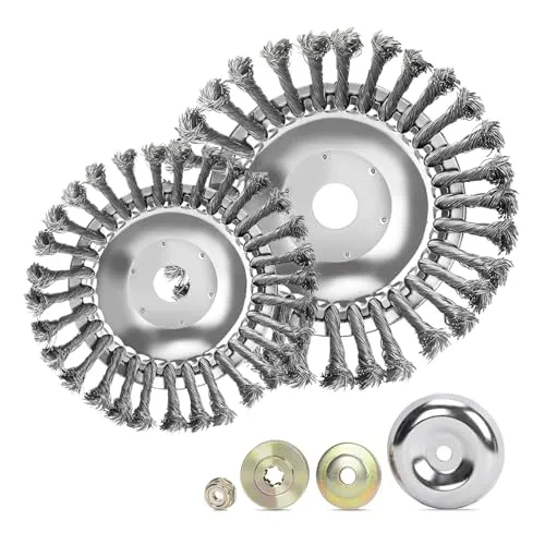 Pcs Profi Unkrautbürste für Freischneider - Rasentrimmerzubehör mit 2 hochwertigen Edelstahl-Unkrautbürsten (8 Zoll & 6 Zoll) für effektive Unkraut- und Moosentfernung, sicher und langlebig.