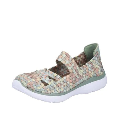 Rieker Riemchenballerina Slipper mit MemoSoft-Innensohle, bunt 42 EU - Bequemer Schlupfschuh in Größe 42 mit elastischem Obermaterial und gepolsterter Innensohle für angenehmen Tragekomfort. Ideal für jeden Tag.