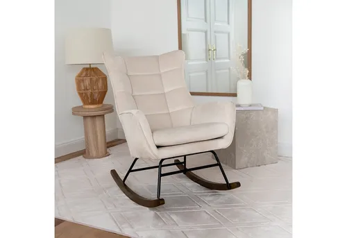 Qiyano Schaukelstuhl Medira Beige Samtstoff in beige von Qiyano