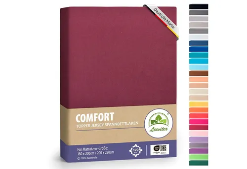 leevitex® Spannbettlaken für Topper 180x200–200x220 cm – schwerer Jersey, weich & pflegeleicht, Gummizug: rundum, extra schwere Ausführung, 180x200 - 200x220 cm, 100% Mako-Baumwolle